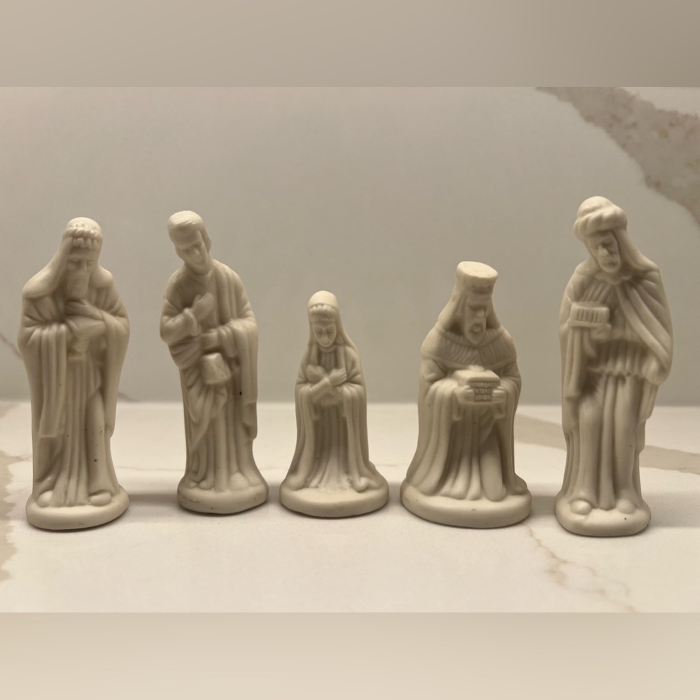 Ivory Religious Saint Figurines Bundle Of 5 Miniature Cream EUC